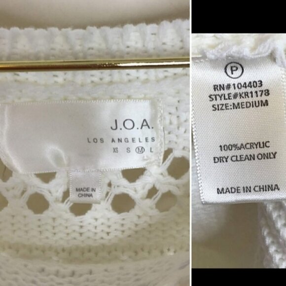 J.O.A Crochet Fringe Openwork Knit Crew Sweater - Picture 6 of 8